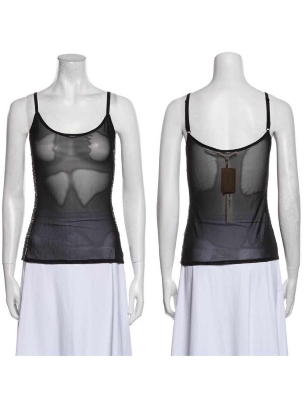 NWT XIRENA Kayla Sheer Mesh Cami Top Black Star L